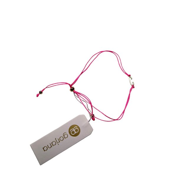 Gorjana Initial Prism Bracelet Pink String “C” Gold Plated NWT - Picture 3 of 4